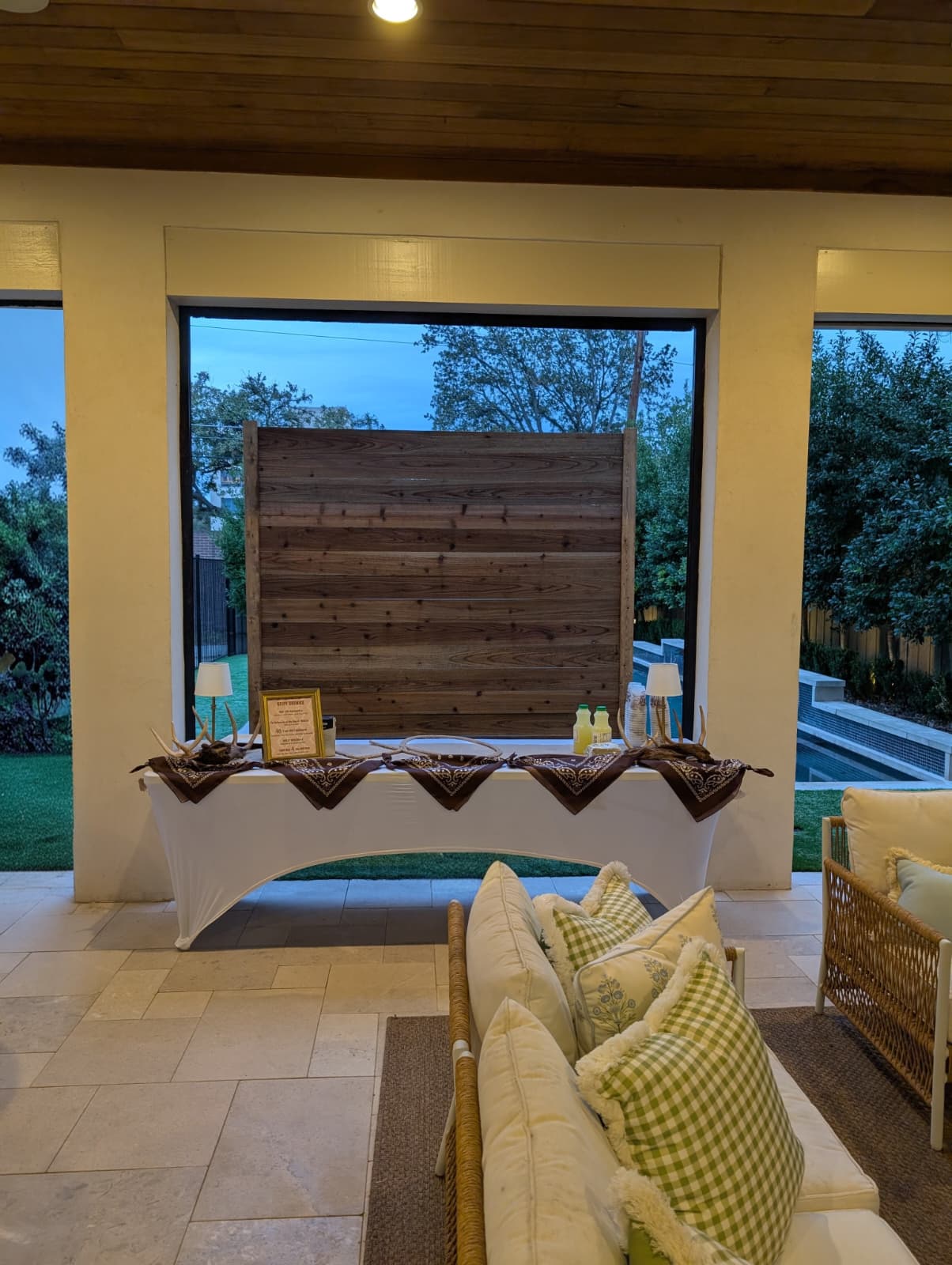 8x8 wood backdrop decorated for a Dazzle Memories celebration